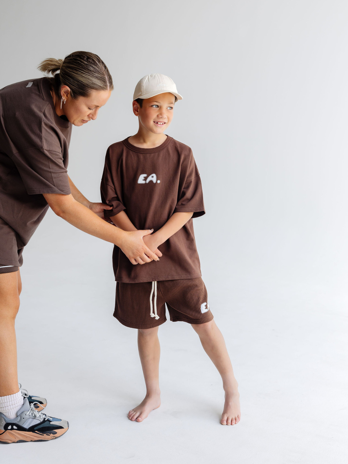 Kids Waffle Shorts - Brown