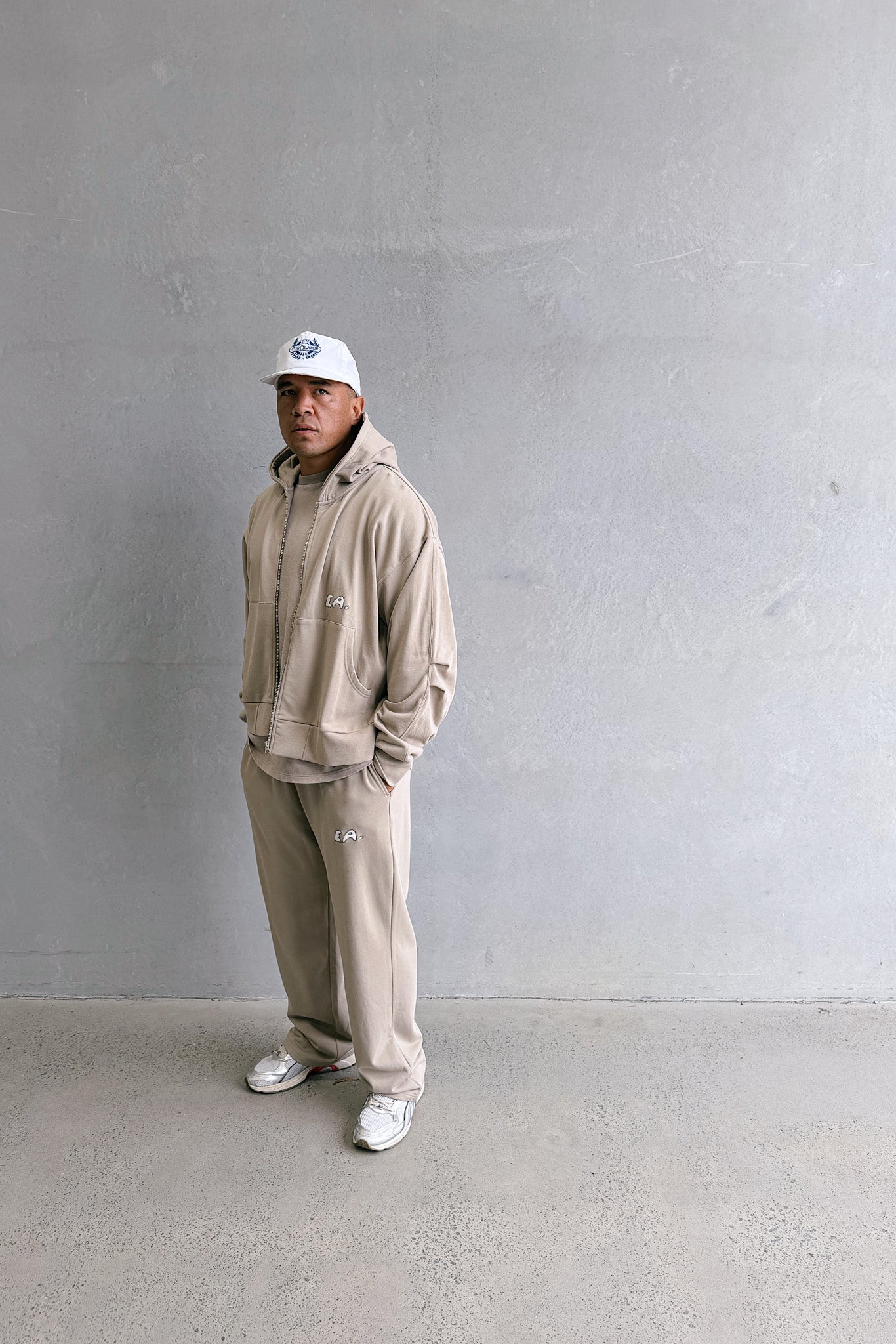 Unisex Wide Leg Trackpant - Taupe